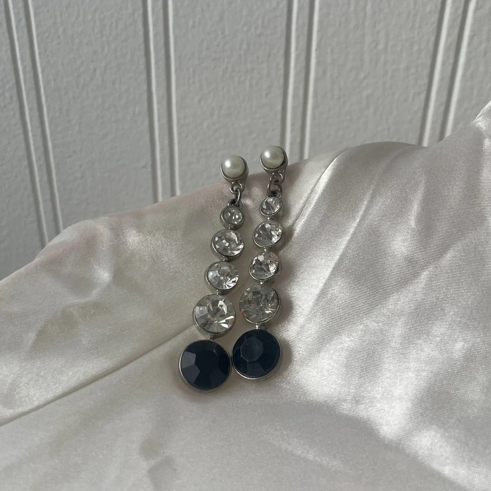 Dangle Drop Large Rhinestone Earrings - Picture 2 of 6